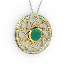 Vanida Kolye - Kök zümrüt ve akuamarin 925 ayar altın kaplama gümüş kolye (40 cm gümüş rolo zincir) #16eiq42