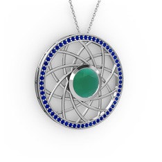 Vanida Kolye - Kök zümrüt ve lab safir 18 ayar beyaz altın kolye (40 cm beyaz altın rolo zincir) #16xq58t