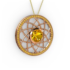 Vanida Kolye - Sitrin 8 ayar rose altın kolye (40 cm altın rolo zincir) #185b99b