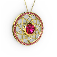 Vanida Kolye - Rodolit garnet 14 ayar altın kolye (40 cm altın rolo zincir) #18eo5hu