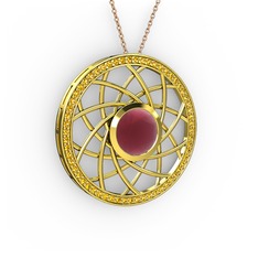 Vanida Kolye - Kök yakut ve sitrin 925 ayar altın kaplama gümüş kolye (40 cm rose altın rolo zincir) #1abzbqz