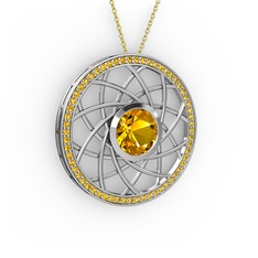 Vanida Kolye - Sitrin 8 ayar beyaz altın kolye (40 cm altın rolo zincir) #1b6cq8