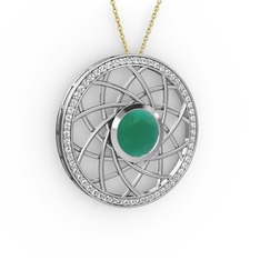 Vanida Kolye - Kök zümrüt ve pırlanta 14 ayar beyaz altın kolye (0.66 karat, 40 cm altın rolo zincir) #1c1q5b0