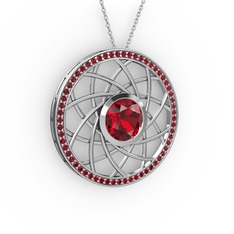 Garnet 925 ayar gümüş kolye (40 cm gümüş rolo zincir)