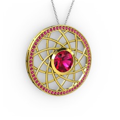 Vanida Kolye - Rodolit garnet 925 ayar altın kaplama gümüş kolye (40 cm gümüş rolo zincir) #1deljnw