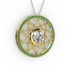 Vanida Kolye - Swarovski ve yeşil kuvars 18 ayar altın kolye (40 cm beyaz altın rolo zincir) #1dxjn30