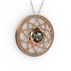 Vanida Kolye - Dumanlı kuvars 18 ayar rose altın kolye (40 cm beyaz altın rolo zincir) #1ebj2f