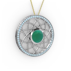 Vanida Kolye - Kök zümrüt ve akuamarin 925 ayar gümüş kolye (40 cm altın rolo zincir) #1emtrvj