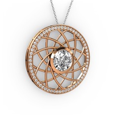Vanida Kolye - Swarovski ve pırlanta 8 ayar rose altın kolye (0.66 karat, 40 cm beyaz altın rolo zincir) #1famocx