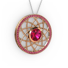 Vanida Kolye - Rodolit garnet 18 ayar rose altın kolye (40 cm beyaz altın rolo zincir) #1ftusd8