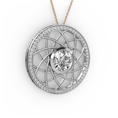 Vanida Kolye - Swarovski ve pırlanta 14 ayar beyaz altın kolye (0.66 karat, 40 cm rose altın rolo zincir) #1gueptq