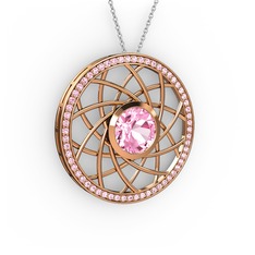 Vanida Kolye - Pembe kuvars 18 ayar rose altın kolye (40 cm beyaz altın rolo zincir) #1hbap2m