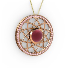 Vanida Kolye - Kök yakut ve pembe kuvars 14 ayar rose altın kolye (40 cm altın rolo zincir) #1hwpnzn