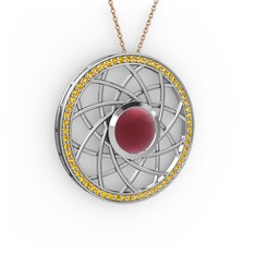 Vanida Kolye - Kök yakut ve sitrin 925 ayar gümüş kolye (40 cm gümüş rolo zincir) #1isxiaw