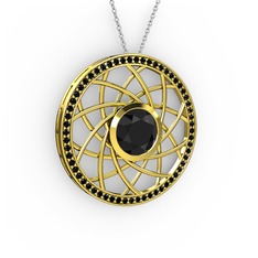 Vanida Kolye - Siyah zirkon 18 ayar altın kolye (40 cm beyaz altın rolo zincir) #1itnzy7