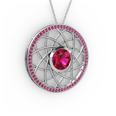 Vanida Kolye - Rodolit garnet 925 ayar gümüş kolye (40 cm gümüş rolo zincir) #1j3o8qr