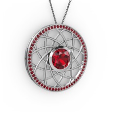 Vanida Kolye - Garnet 8 ayar beyaz altın kolye (40 cm gümüş rolo zincir) #1jwqc7a
