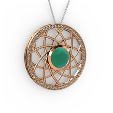 Vanida Kolye - Kök zümrüt ve dumanlı kuvars 18 ayar rose altın kolye (40 cm beyaz altın rolo zincir) #1jy6nuy