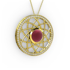 Vanida Kolye - Kök yakut ve beyaz zirkon 14 ayar altın kolye (40 cm gümüş rolo zincir) #1kxwzwc