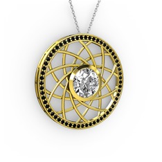 Vanida Kolye - Swarovski ve siyah zirkon 14 ayar altın kolye (40 cm beyaz altın rolo zincir) #1lkttjr