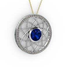 Vanida Kolye - Lab safir ve dumanlı kuvars 8 ayar beyaz altın kolye (40 cm altın rolo zincir) #1lrsd0t