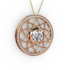 Vanida Kolye - Swarovski ve pırlanta 18 ayar rose altın kolye (0.66 karat, 40 cm altın rolo zincir) #1mluwfs