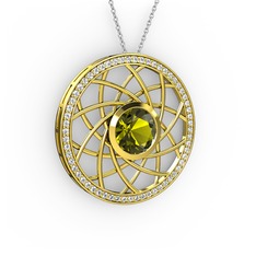 Vanida Kolye - Peridot ve swarovski 18 ayar altın kolye (40 cm beyaz altın rolo zincir) #1mpok77