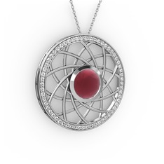 Vanida Kolye - Kök yakut ve beyaz zirkon 925 ayar gümüş kolye (40 cm gümüş rolo zincir) #1npuatg