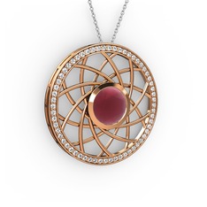 Vanida Kolye - Kök yakut ve swarovski 925 ayar rose altın kaplama gümüş kolye (40 cm gümüş rolo zincir) #1q21ehf