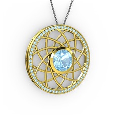 Vanida Kolye - Akuamarin 8 ayar altın kolye (40 cm gümüş rolo zincir) #1qniqwh