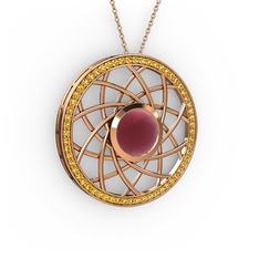 Vanida Kolye - Kök yakut ve sitrin 18 ayar rose altın kolye (40 cm rose altın rolo zincir) #1r8kfcj