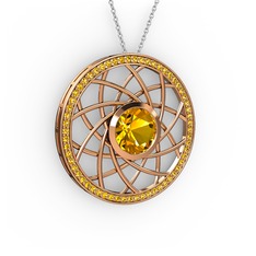 Vanida Kolye - Sitrin 8 ayar rose altın kolye (40 cm beyaz altın rolo zincir) #1segao9