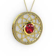 Vanida Kolye - Garnet ve dumanlı kuvars 18 ayar altın kolye (40 cm gümüş rolo zincir) #1vuzn7p