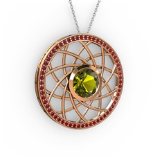 Vanida Kolye - Peridot ve garnet 18 ayar rose altın kolye (40 cm gümüş rolo zincir) #1w5ui2x