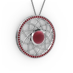 Vanida Kolye - Kök yakut ve garnet 925 ayar gümüş kolye (40 cm gümüş rolo zincir) #1wfatpd