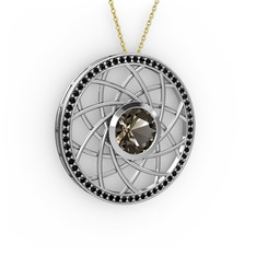 Vanida Kolye - Dumanlı kuvars ve siyah zirkon 925 ayar gümüş kolye (40 cm gümüş rolo zincir) #1wx6z7d