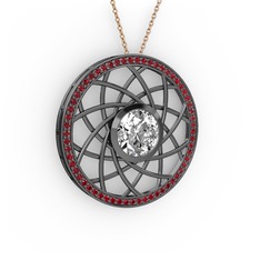 Vanida Kolye - Swarovski ve garnet 925 ayar siyah rodyum kaplama gümüş kolye (40 cm rose altın rolo zincir) #1xndyi