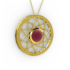 Vanida Kolye - Kök yakut ve sitrin 18 ayar altın kolye (40 cm altın rolo zincir) #1y2wwsi