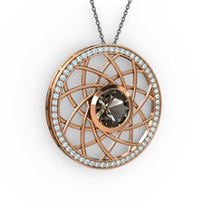 Vanida Kolye - Dumanlı kuvars ve akuamarin 14 ayar rose altın kolye (40 cm gümüş rolo zincir) #1y57b6n