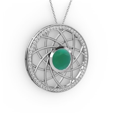 Vanida Kolye - Kök zümrüt ve swarovski 8 ayar beyaz altın kolye (40 cm beyaz altın rolo zincir) #1y7qjl6