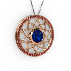 Vanida Kolye - Lab safir ve garnet 14 ayar rose altın kolye (40 cm gümüş rolo zincir) #3aqmqv