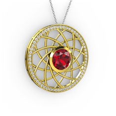 Vanida Kolye - Garnet ve swarovski 14 ayar altın kolye (40 cm gümüş rolo zincir) #5ap778