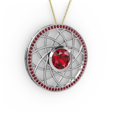 Garnet 18 ayar beyaz altın kolye (40 cm altın rolo zincir)