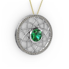 Vanida Kolye - Yeşil kuvars ve dumanlı kuvars 8 ayar beyaz altın kolye (40 cm altın rolo zincir) #7xpexs