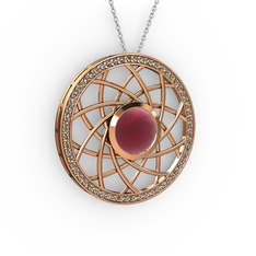 Vanida Kolye - Kök yakut ve dumanlı kuvars 18 ayar rose altın kolye (40 cm gümüş rolo zincir) #9gw4uy