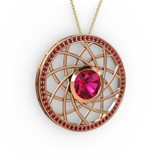 Vanida Kolye - Rodolit garnet ve garnet 14 ayar rose altın kolye (40 cm altın rolo zincir) #9jshm3