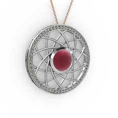 Vanida Kolye - Kök yakut ve dumanlı kuvars 8 ayar beyaz altın kolye (40 cm rose altın rolo zincir) #a6qzfh