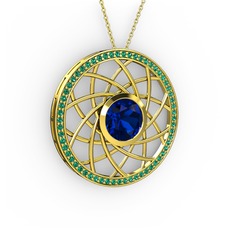 Vanida Kolye - Lab safir ve yeşil kuvars 925 ayar altın kaplama gümüş kolye (40 cm gümüş rolo zincir) #aenxcu