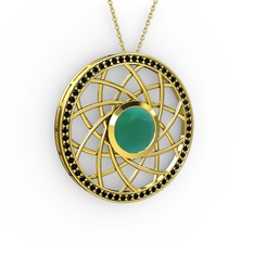 Vanida Kolye - Kök zümrüt ve siyah zirkon 925 ayar altın kaplama gümüş kolye (40 cm gümüş rolo zincir) #aicfza