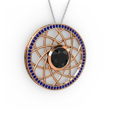 Vanida Kolye - Siyah zirkon ve lab safir 18 ayar rose altın kolye (40 cm beyaz altın rolo zincir) #b6wg5w